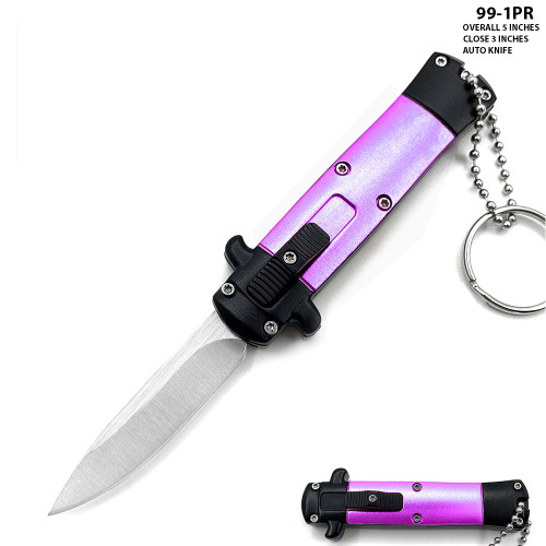   Mini Purple Key Chain OTF Knife Drop Point