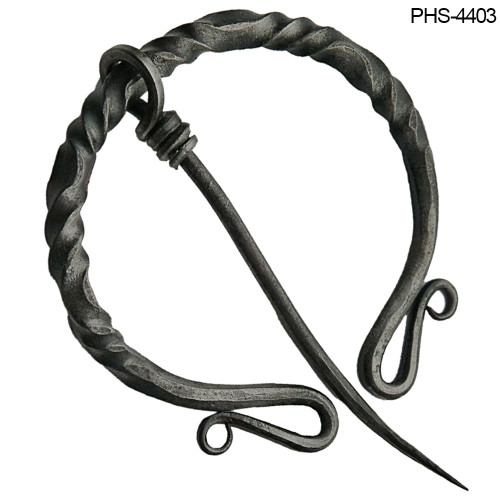 Scottish Grand Pennanular Brooch - Medieval Style Hand Forged Iron Elegant Twist Cloak Pin