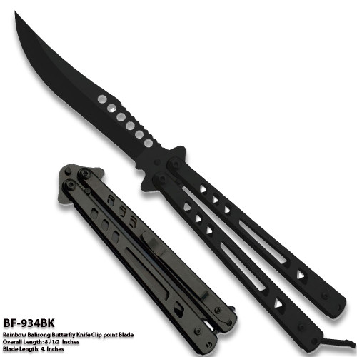 Balisong Butterfly Knife Clip point Blade Black