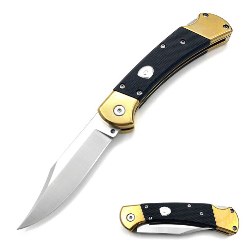  Folding Hunter Auto Knife G-10 Black Handle Single Edge