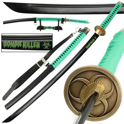 Zombie Killer High Carbon Steel Full Tang Katana Sword Hi-Vis Green FINAL SALE