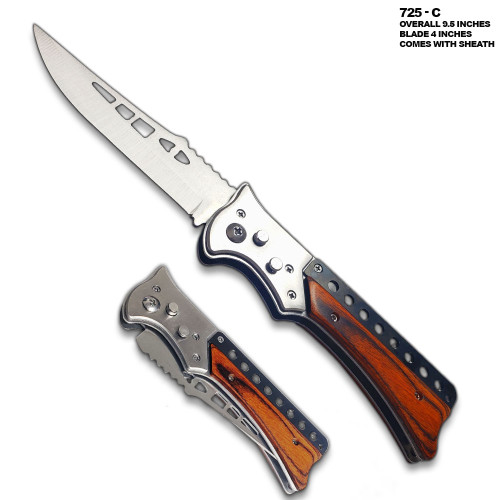Auto Push Button 9.5 Inches  Wood Handle Pocket Knife  