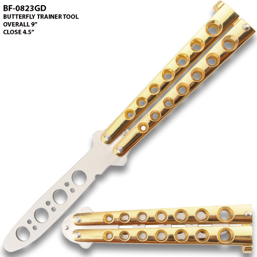 Gold Balisong Butterfly Knife Trainer  for Martial Art