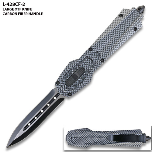 Dark Kinght Tactical OPS Carbon Fiber Handle OTF Knife Spear Point