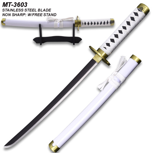 One Piece Roronoa Zoro's Wado Ichimonji Sword Steel  White 16.5 " Not Sharp
