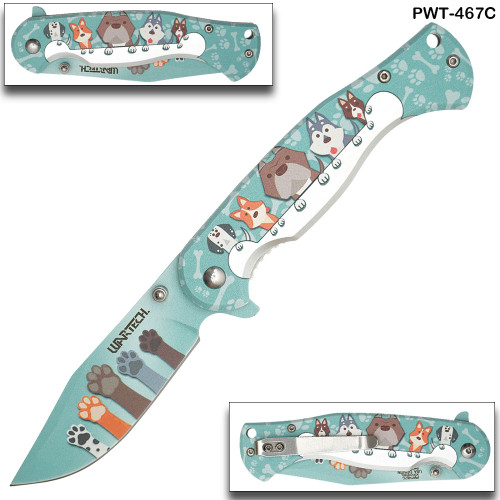 Doggie Spring Assist Pocket Knife - Teal