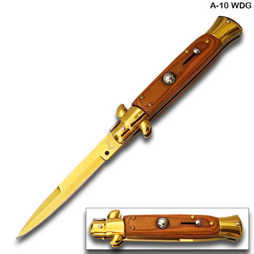 AKC Edition Blade Automatic Stiletto Knife Wood Handle
