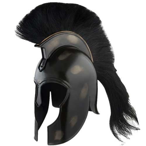 Achilles Trojan Helmet Replica Myrmidon Carbon Steel w Black Crest Plume