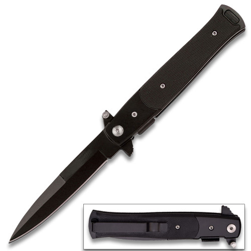 Assisted-Opening Tactical Folding Knife with G 10 Handle Black
