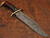 White Deer Damascus Steel Rattler Bowie Knife Frost Wood Handle