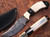 WHITE DEER Clip Point Damascus Steel Hunting Knife Buffalo Horn Handle