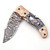 White Deer Executive Black & White Marble Series Damascus Folding Knife Brass & Copper File work