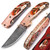 White Deer Executive Series Red & Orange Marble Damascus Folding Knife