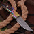 White Deer Executive Titanium Series Black Camel Bone Handle Damascus Folding Knife