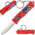 3 D American Flag  California Legal OTF Dual Action Knife (Red) with Key Ring