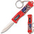 3 D American Flag  California Legal OTF Dual Action Knife (Red) with Key Ring