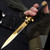  Gold Blade Automatic Stiletto Knife Black Marble Color Look Handle