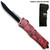 8" Overall Drop Point Edged Red Zombie OTF Knife Green Eye
