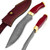 Custom Made Damascus Steel Kukri Knife w/Red Resin Handle