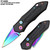 Rainbow Blade  Push Button 5 Inches Overall Legal Auto Knife Black Handle