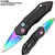 Rainbow Blade  Push Button 5 Inches Overall Legal Auto Knife Black Handle