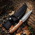 Damascus Pattern Knife, 9" High Carbon Steel Knife With Solid Wood Handle
