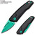 Green Drop Point Blood Groove Push Button Legal Auto Knife 