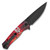8" Red Hornet Tactical Folding Pocket Knife with Etched Black Blade & Belt Clip