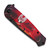 8" Red Hornet Tactical Folding Pocket Knife with Etched Black Blade & Belt Clip