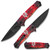 8" Red Hornet Tactical Folding Pocket Knife with Etched Black Blade & Belt Clip