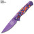 8" Purple Spyro-Inspired Folding Pocket Knife with Graphic Steel Blade & Belt Clip