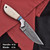 White Deer 8" Damascus Steel Full-Tang Fixed-Blade Skinner Hunting Knife with Camel Bone Handle