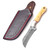White Deer 8" Damascus Steel Full-Tang Fixed-Blade Cleaver Skinner Hunting Knife with Camel Bone Handle
