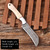 White Deer 8" Damascus Steel Full-Tang Fixed-Blade Cleaver Skinner Hunting Knife with Camel Bone Handle