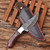 White Deer 8" Damascus Steel Full-Tang Fixed-Blade Skinner-Hunting Knife with Brown WoodHandle