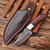 White Deer 8" Damascus Steel Full-Tang Fixed-Blade Skinner-Hunting Knife with Brown WoodHandle
