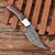 White Deer 8" Damascus Steel Full-Tang Fixed-Blade Skinner-Hunting Knife with Brown WoodHandle