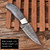 White Deer 8" Damascus Steel Full-Tang Fixed-Blade Skinner-Hunting Knife with Grey Wood Handle
