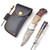 6.5" Damascus Steel Folding Knife w Copper Blade Line w Wood & Ram Horn Handle