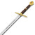 Guild Longsword with Ornate Gold-Tone Guard and Red Decorative Scabbard