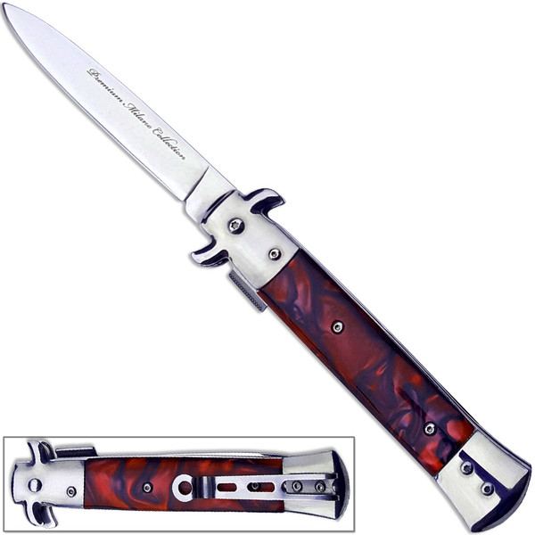 Premium Milano Collection  Spring Assist Knife - Red