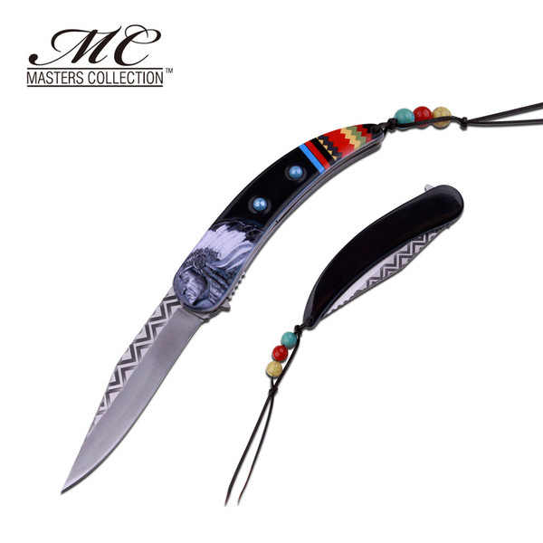 MC MASTERS COLLECTION American Indian Styled Spring Assisted Knife