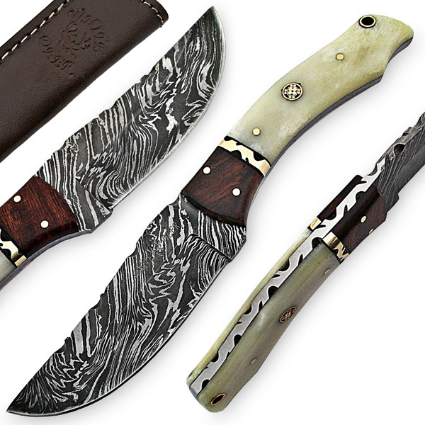 White Deer Executive Strait-Back Damascus Steel Knife