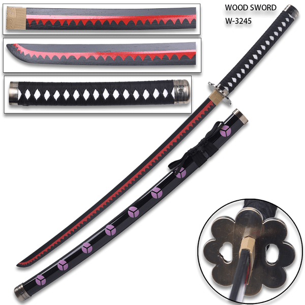 One Piece Anime Roronoa Zoro Shusui WOOD Katana w/ Plastic Scabbard O Wazamono Sword