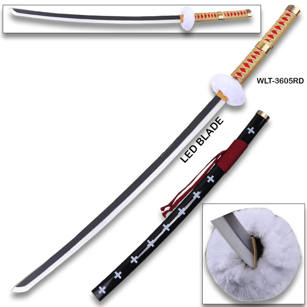 One Piece Anime Surgeon of Death Doctor Trafalgar Law Red Wood Sword LED Light-Up Wood Blade!
