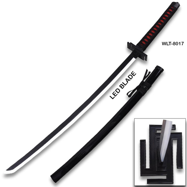 Best Anime Hero Wood Sword And Plastic Black Scabbard LED Light-Up Wood Blade!