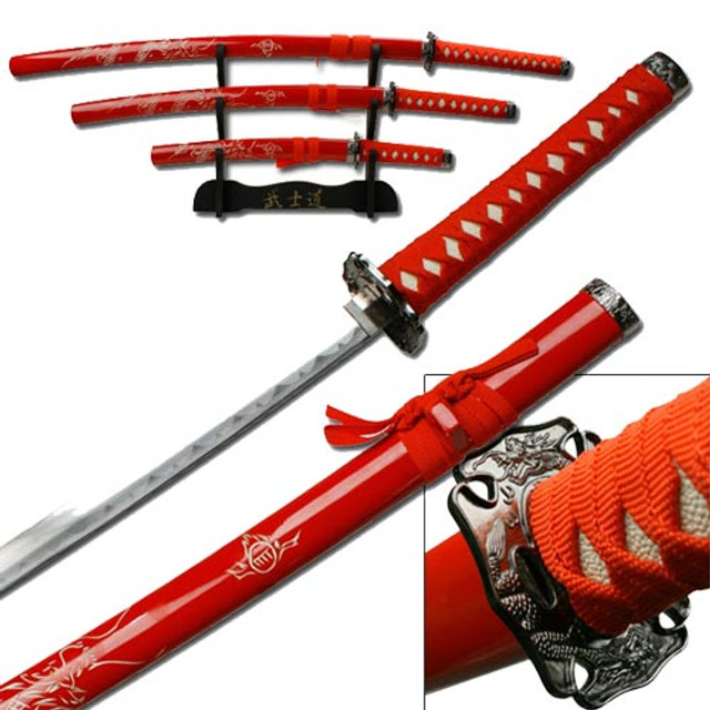 Engraved Flying Dragon Super Set - Red