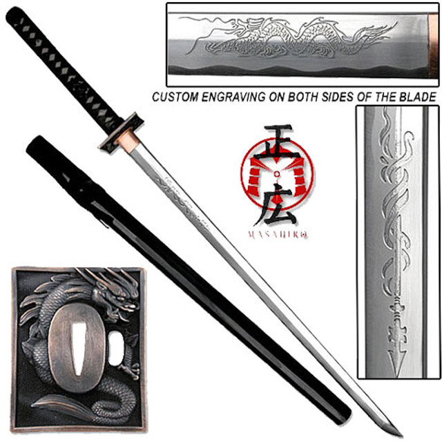 Masahiro - Engraved Dragon Ninja-to Sword Razor Sharp