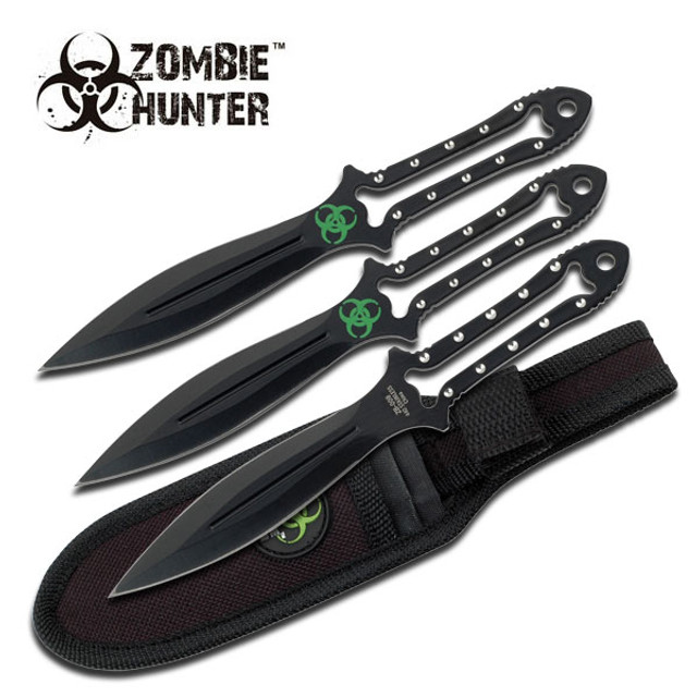 3 Pcs Zombie Killer 7 Inch Overall Throwing Knives Set With Sheath