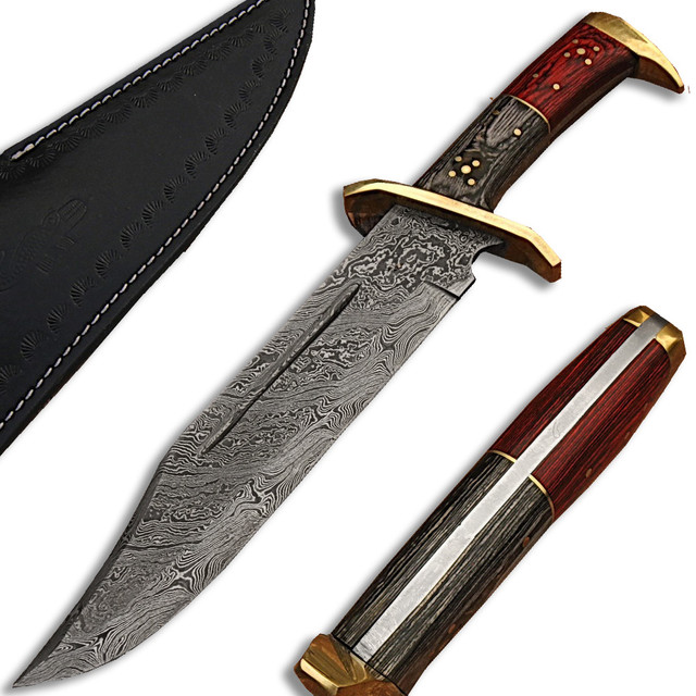 White Deer Damascus Steel Rattler Bowie